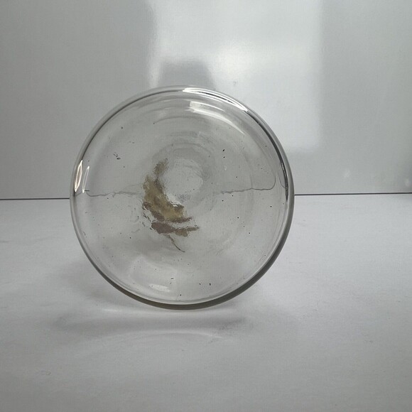 Vintage Viking Art Glass Clear With Yellow And Brown Flowers Bud Vase - Picture 6 of 7
